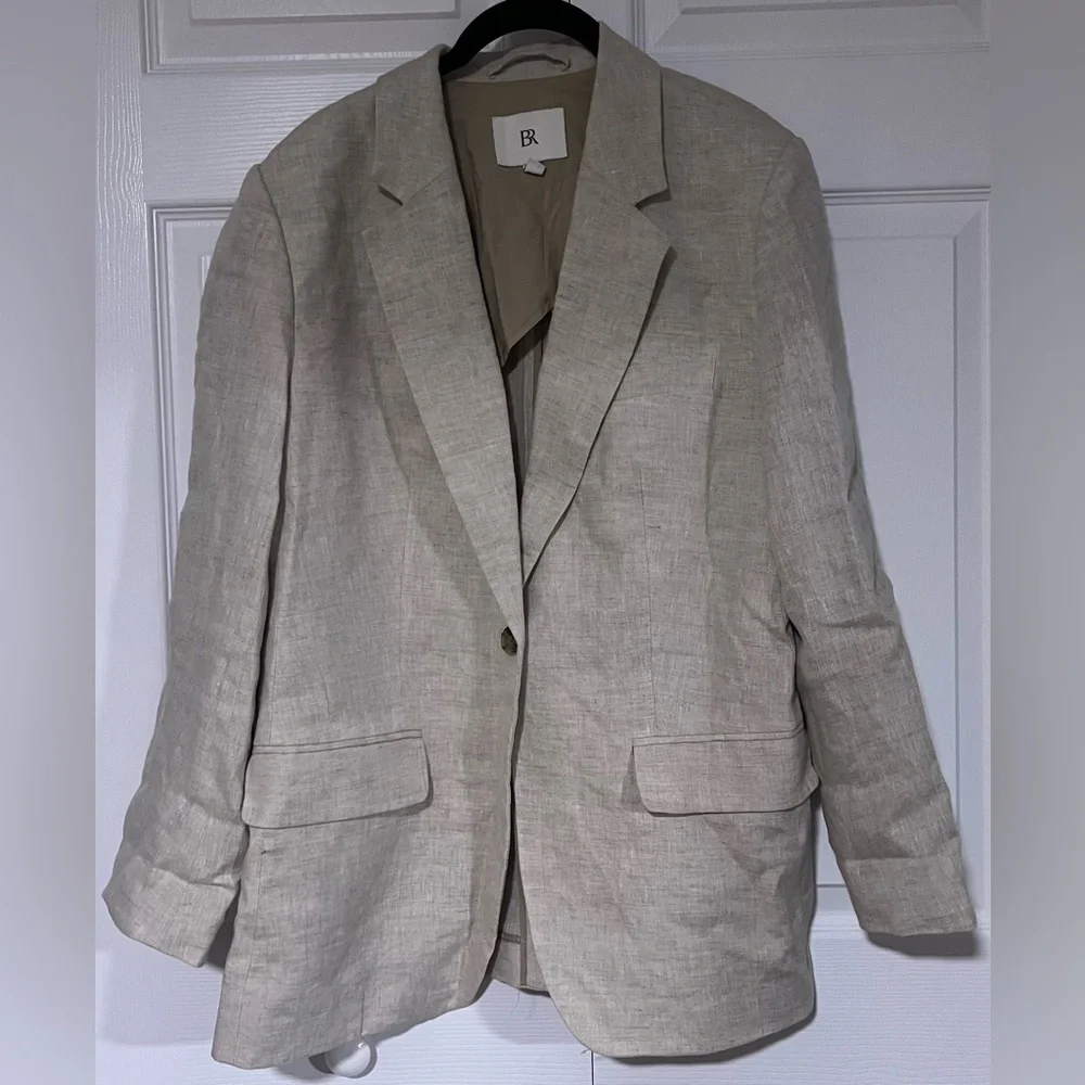 Women's BR Banana Republic Linen Natural Beige Suit